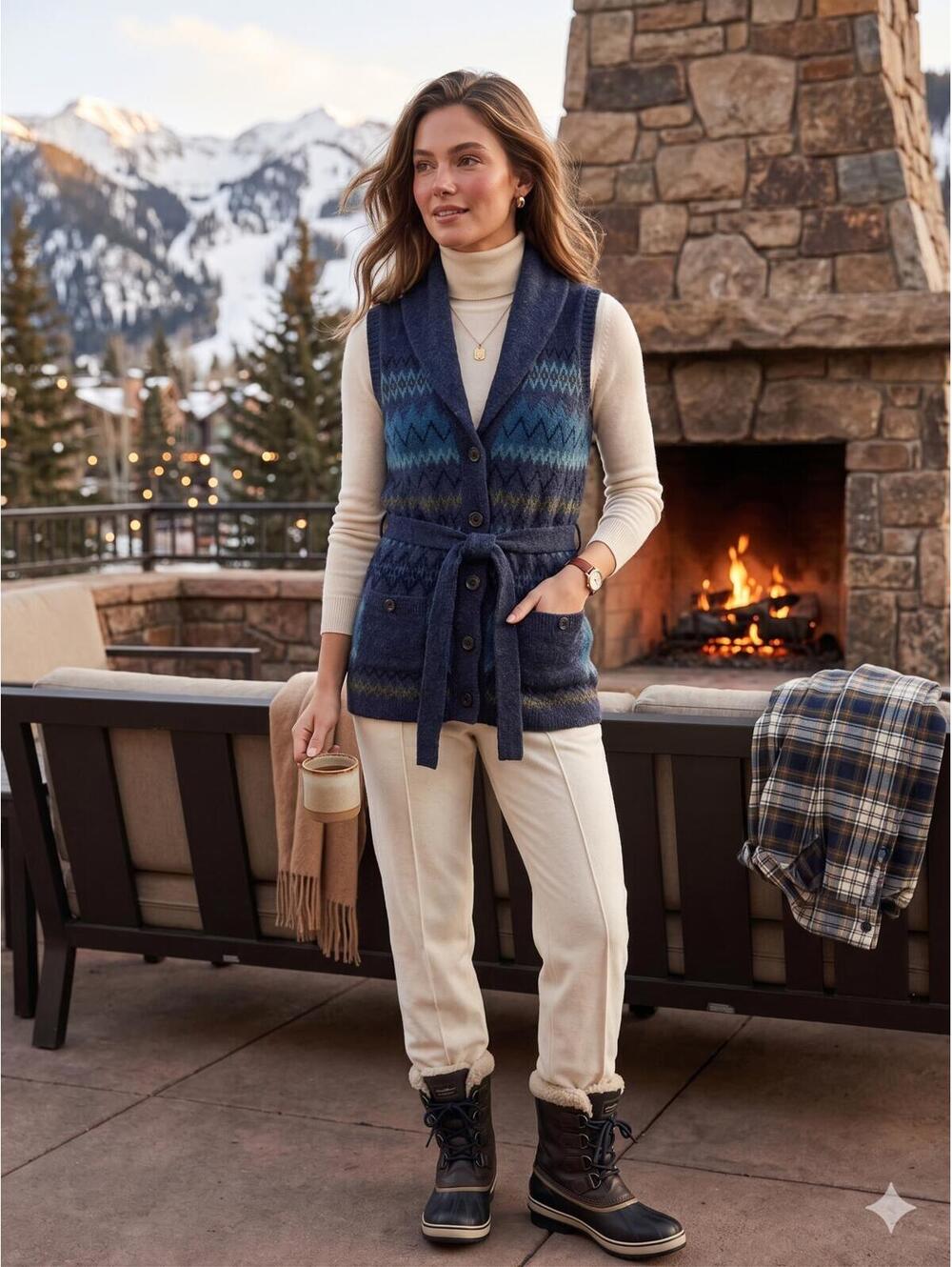 Eddie Bauer 100% Lambswool Fair Isle Sweater Vest - XS